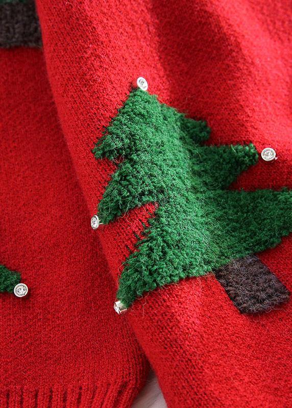 ファッション レッド セーターウェザー ヴィンテージ フード付き ドローストリング ヒップスター ニット