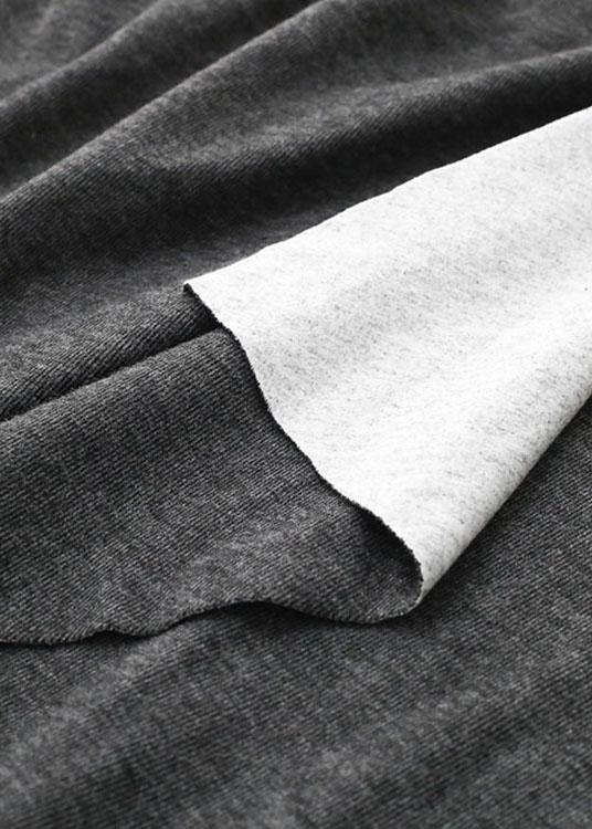 フレンチ風 グレー Oネック パッチワーク 秋ワンピース 長袖